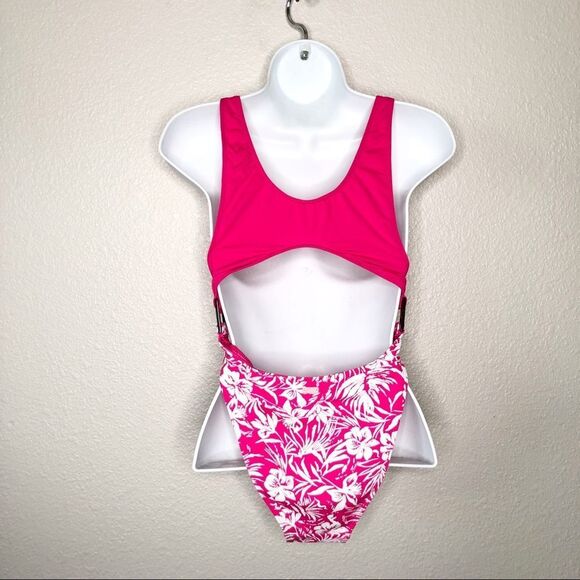 NWT Roxy Blooming Ride One Piece Swimsuit Pink Beach Bikini Size Small - Picture 6 of 12